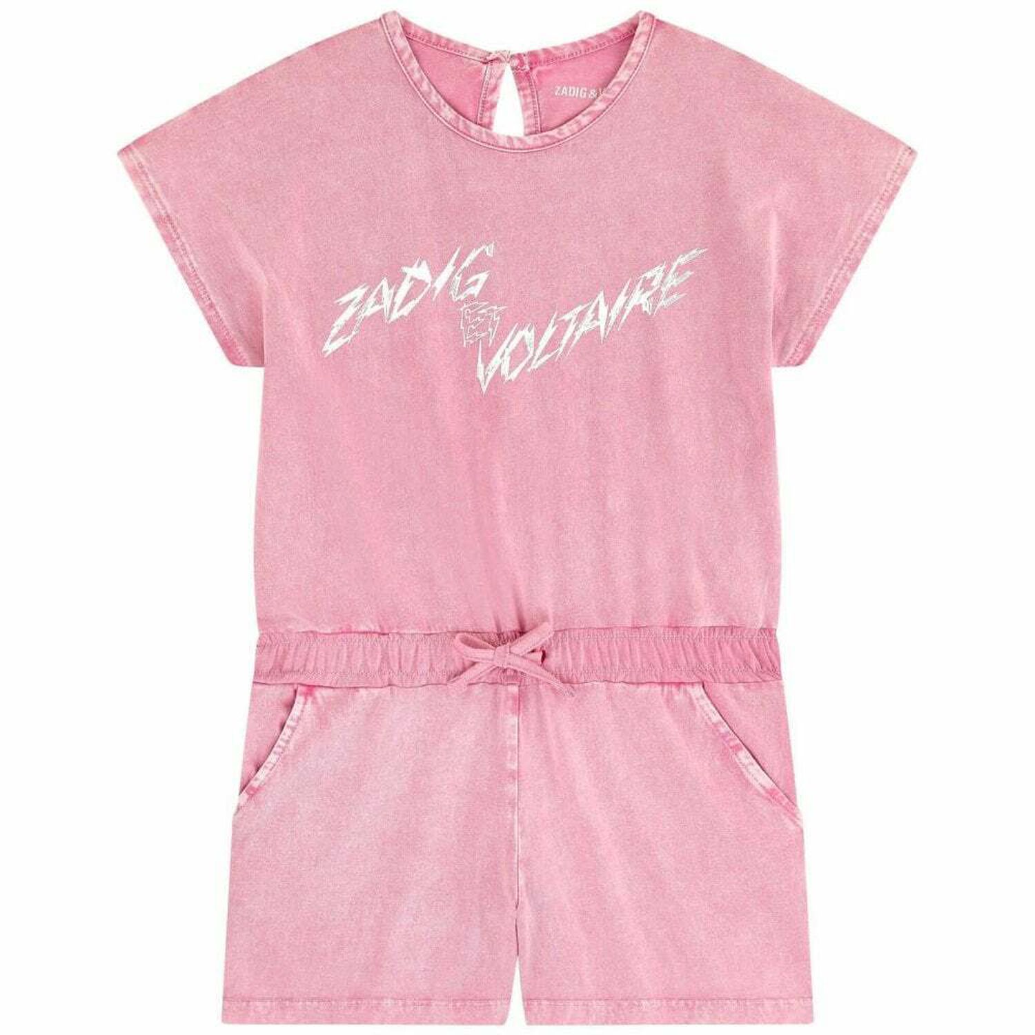 Girls Pink Logo Playsuit, 1, hi-res image number null