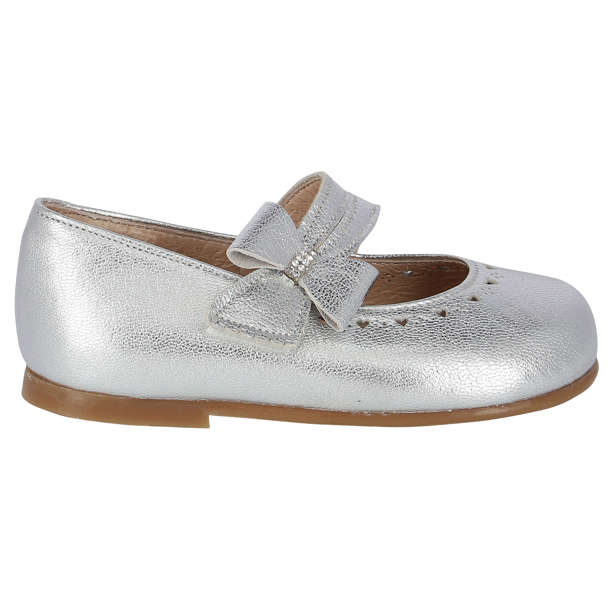 Early Days Baby Girls Silver Embellished Bow Shoes Junior Couture UK