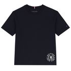 Boys Navy Blue  Logo T-Shirt, 1, hi-res