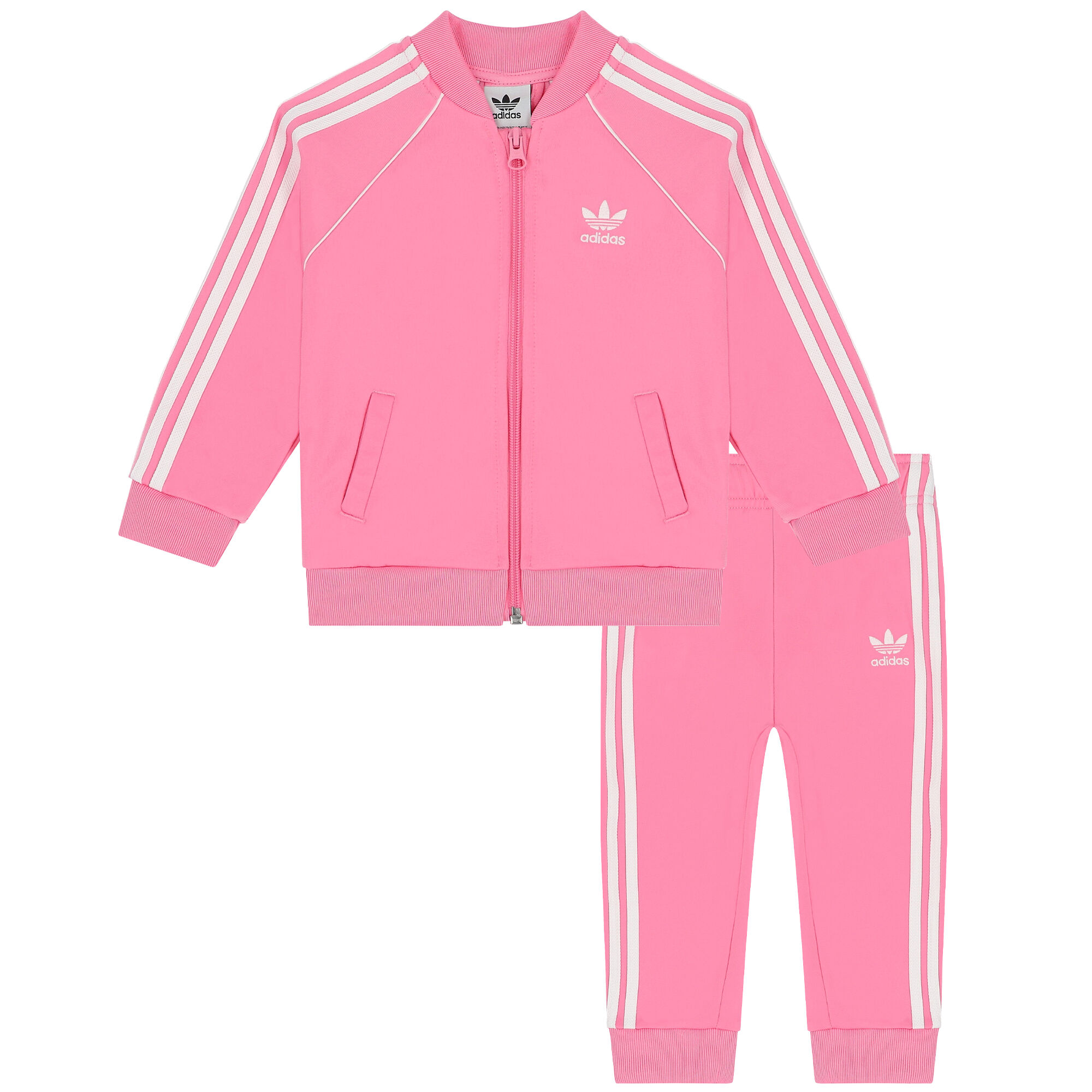 adidas Originals Younger Girls Pink Logo Tracksuit Junior Couture UK