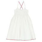 Girls White Cotton Dress, 1, hi-res