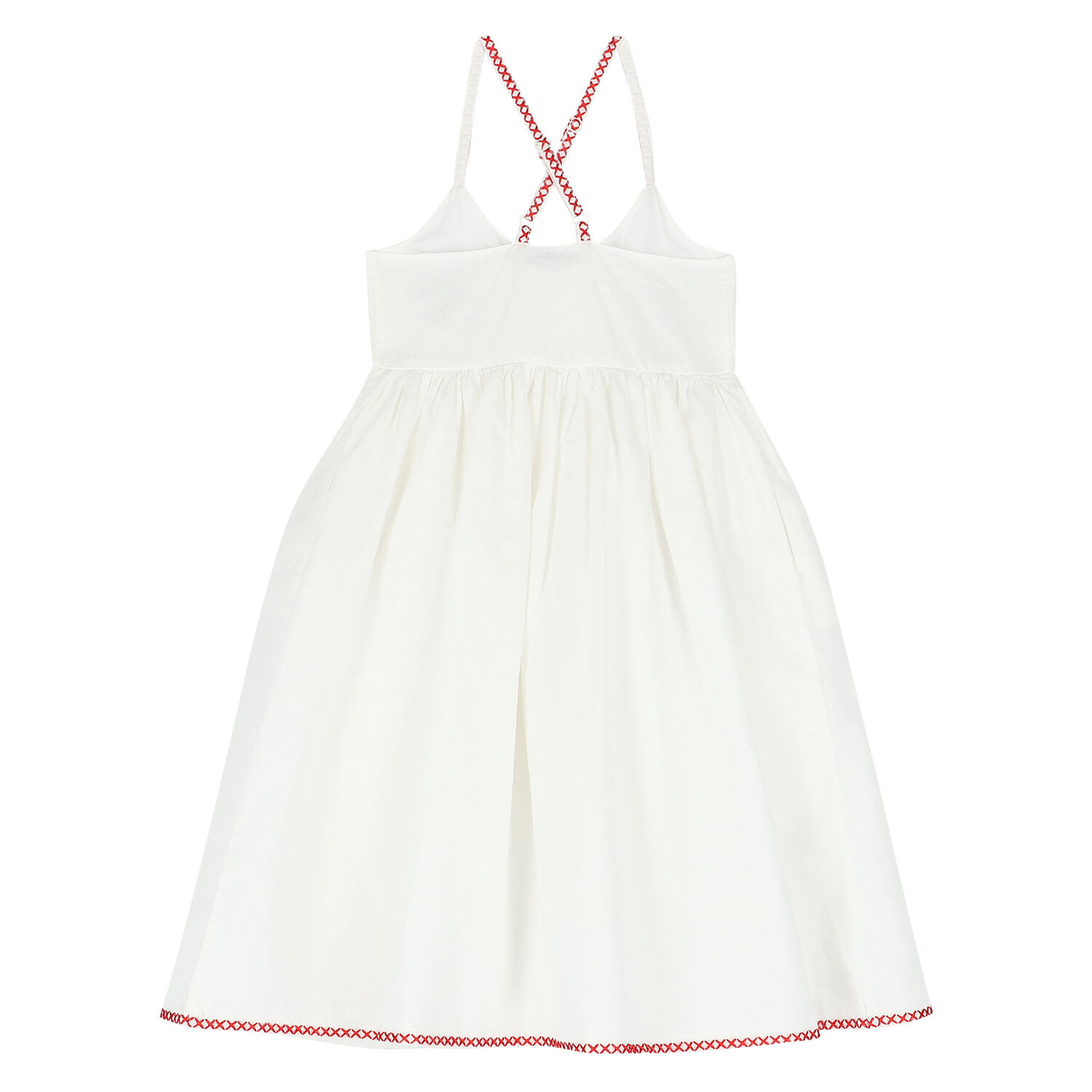 Girls White Cotton Dress, 1, hi-res image number null