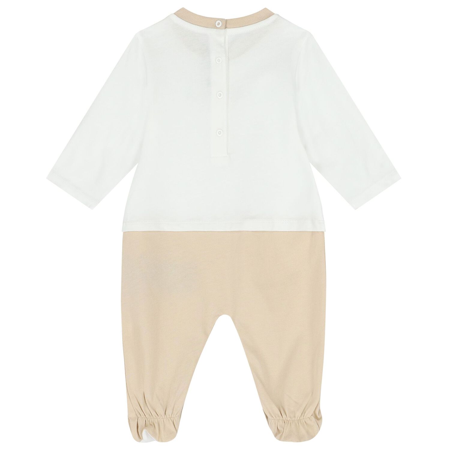 White & Beige Logo Babygrow Gift Set, 1, hi-res