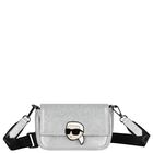 Girls Metallic Silver Ikonik Karl Logo Handbag, 1, hi-res
