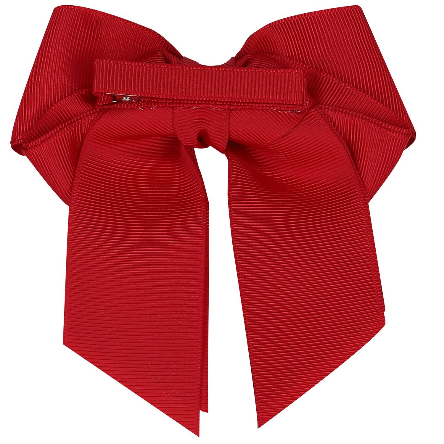 Girls Red Ribbon Bow Hair Clip, 2, hi-res