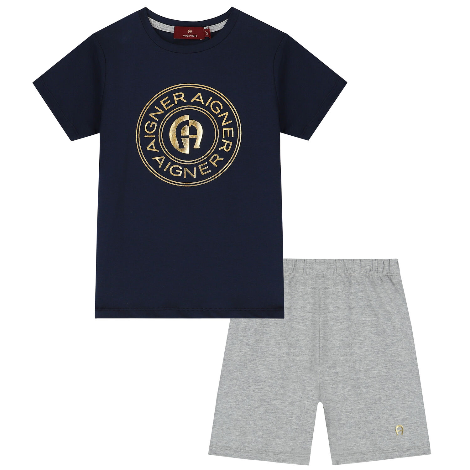 Boys Navy & Grey Logo Pyjamas, 2, hi-res