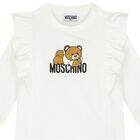 Younger Girls Ivory Teddy Bear Logo Dress, 1, hi-res