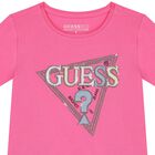 Girls Pink Embellished Logo T-Shirt, 3, hi-res