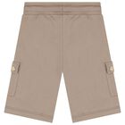 Boys White & Beige Logo Shorts Set, 1, hi-res