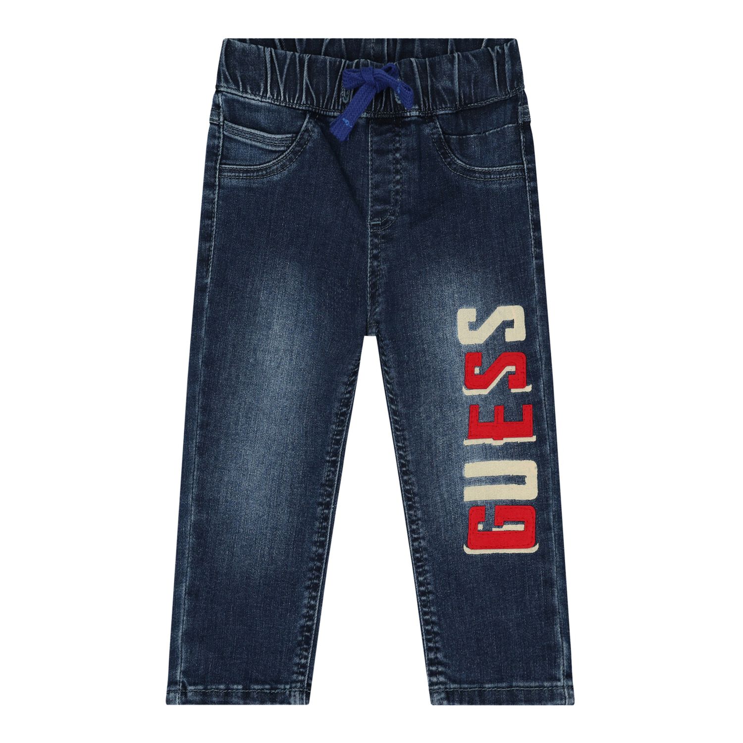 Baby Boys Blue Denim Logo Jeans, 1, hi-res