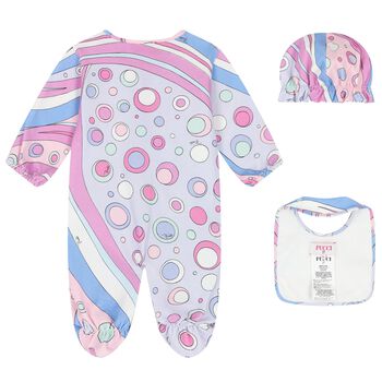 Baby Girls Pink & Lilac Fontane Babygrow Gift Set