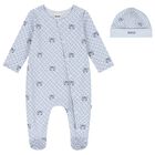 Baby Boys Blue Logo Babygrow Gift Set, 2, hi-res