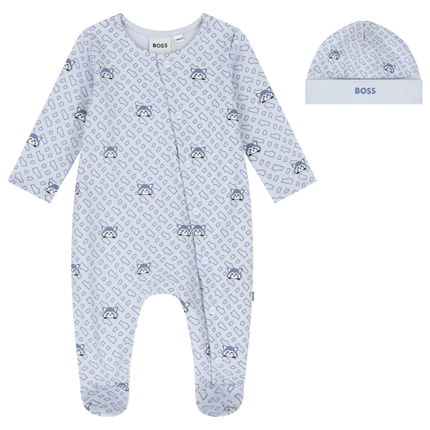 Baby Boys Blue Logo Babygrow Gift Set, 2, hi-res