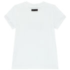 Girls White Logo T-Shirt, 1, hi-res