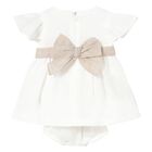 Baby Girls Ivory & Beige Flower Dress Set, 2, hi-res