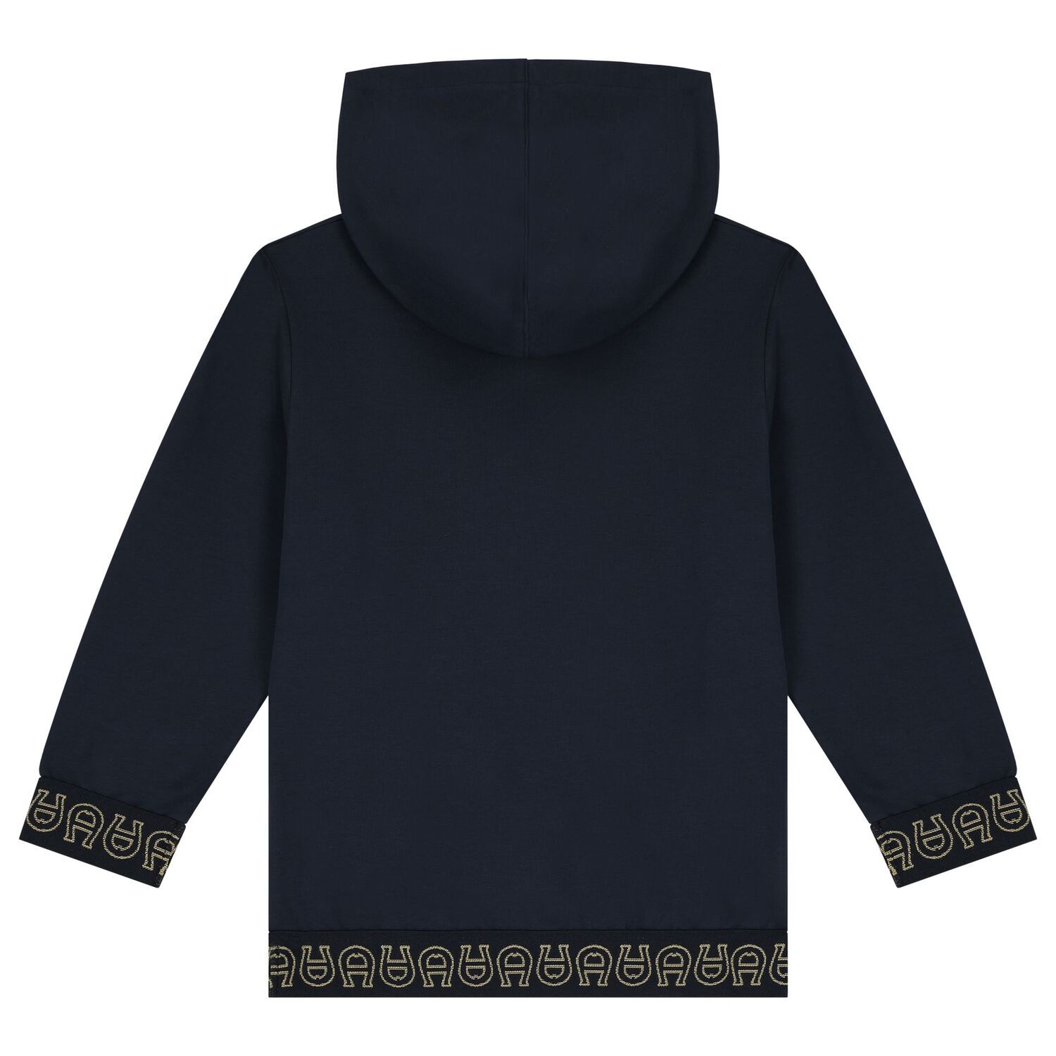Boys Navy Logo Hooded Top, 1, hi-res