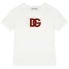 Girls White & Orange Sequin Logo T-Shirt, 1, hi-res