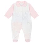 Baby Girls White & Pink Floral Babygrow, 1, hi-res