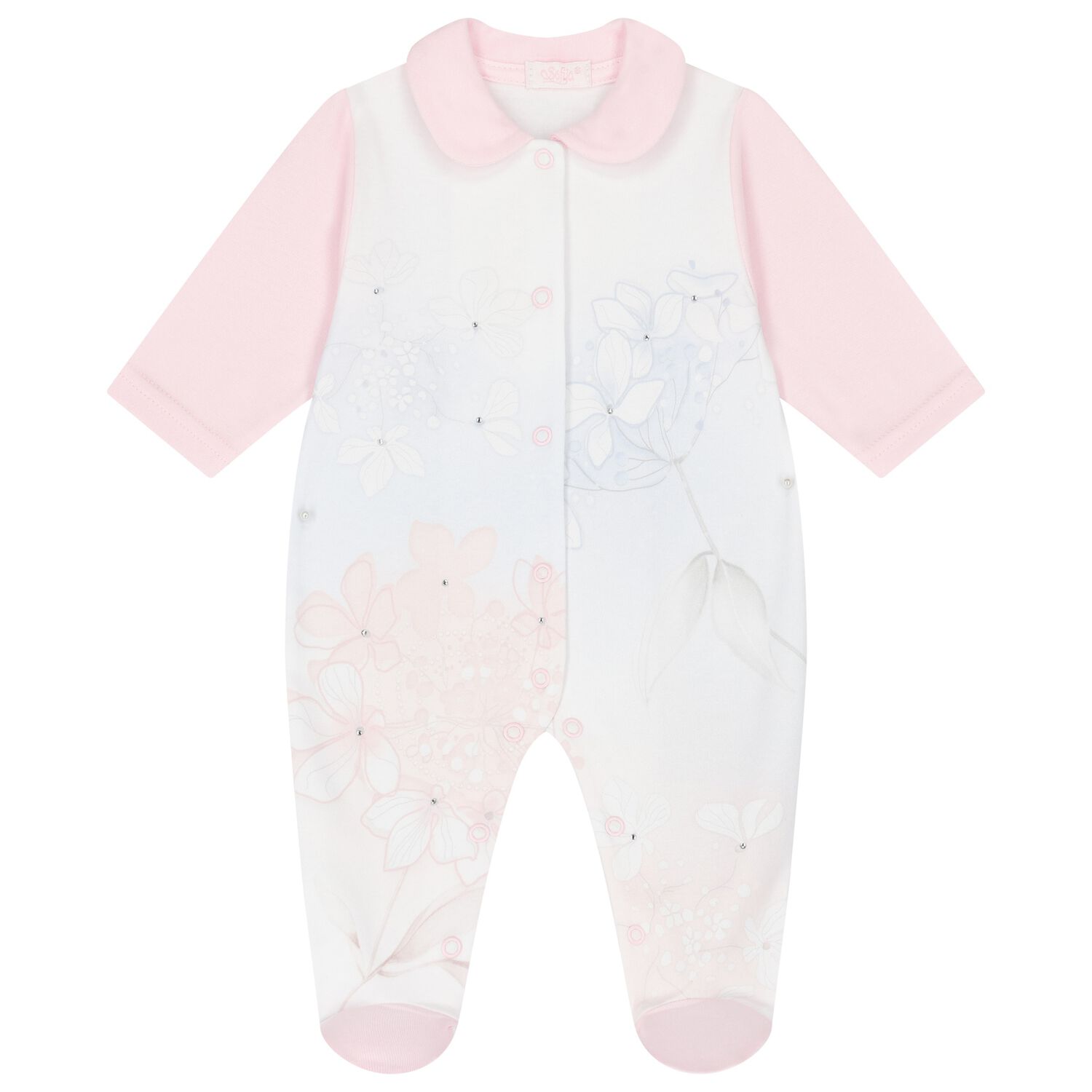 Baby Girls White & Pink Floral Babygrow, 1, hi-res image number null