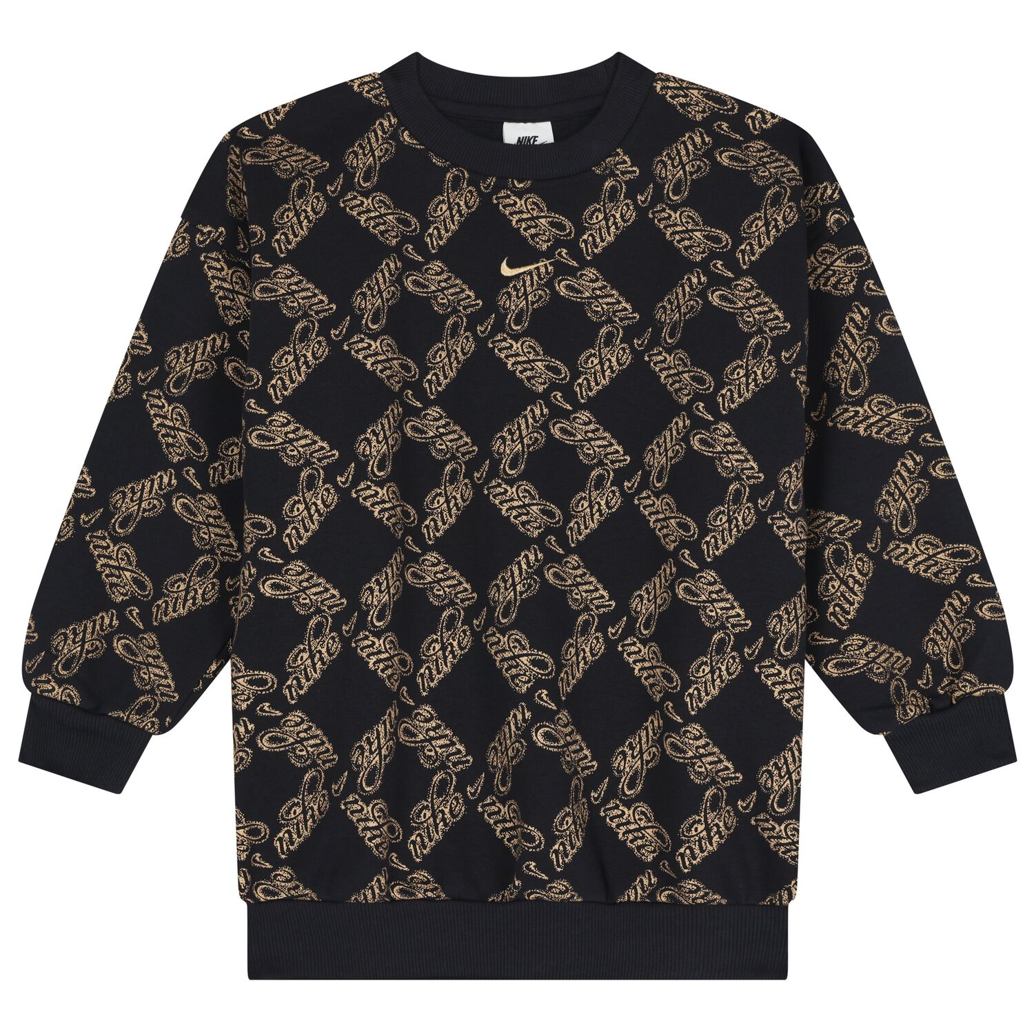 Girls Black & Gold Logo Oversized Sweatshirt, 1, hi-res