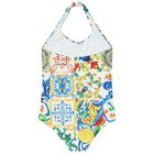 Girls Multi-Coloured Abstract Swimsuit, 1, hi-res