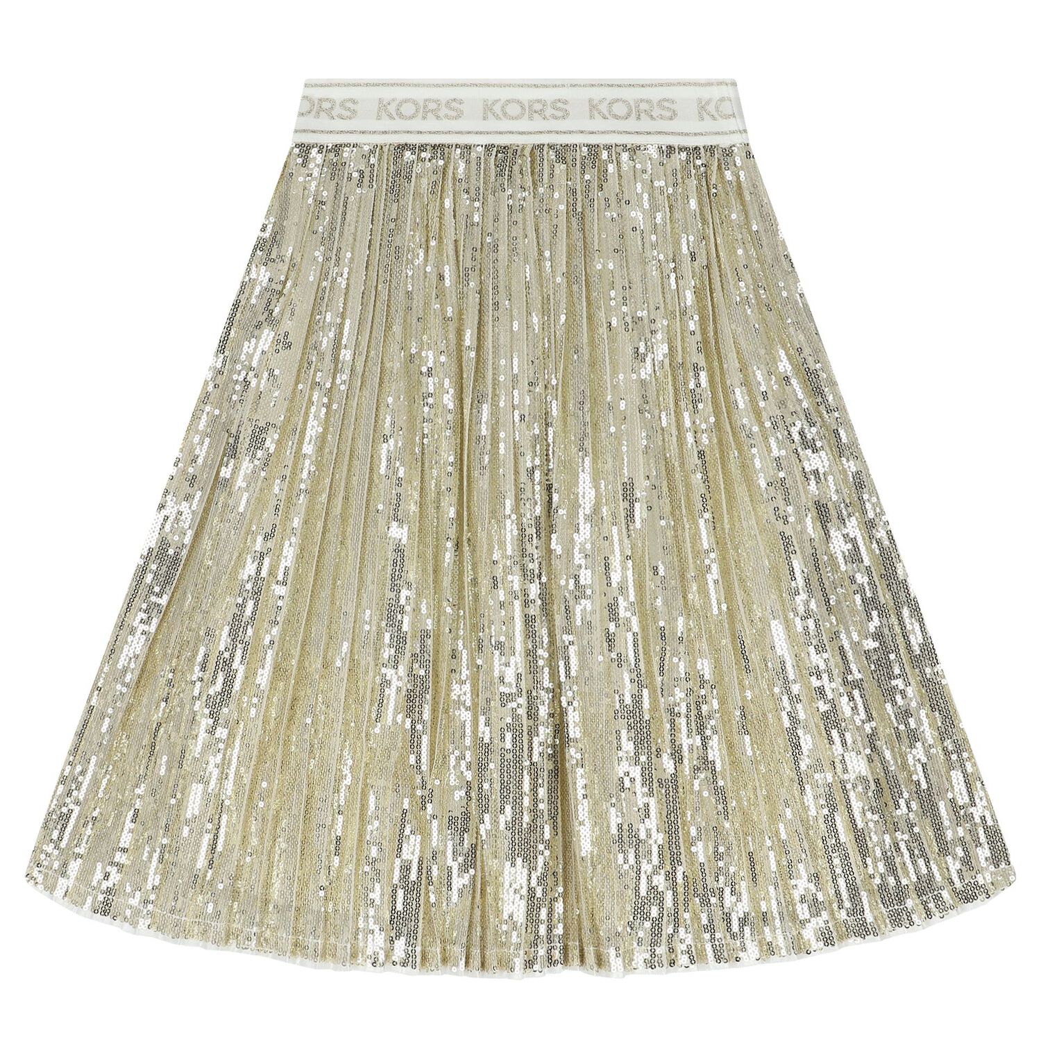 Girls Gold Logo Sequin Skirt, 2, hi-res