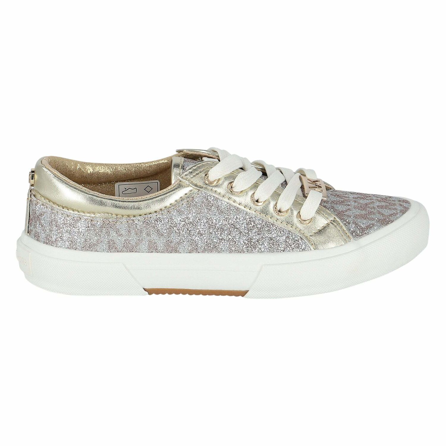 Girls Gold Glitter Logo Trainers, 1, hi-res