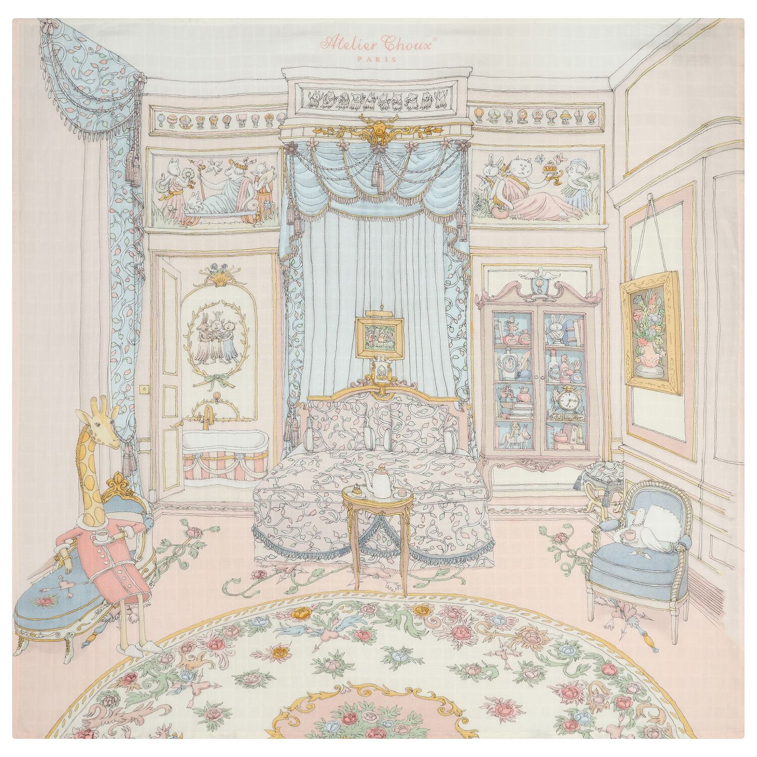 Baby Girls Pink French Bedroom Carr&eacute; Swaddle & Bib Gift Set, 1, hi-res