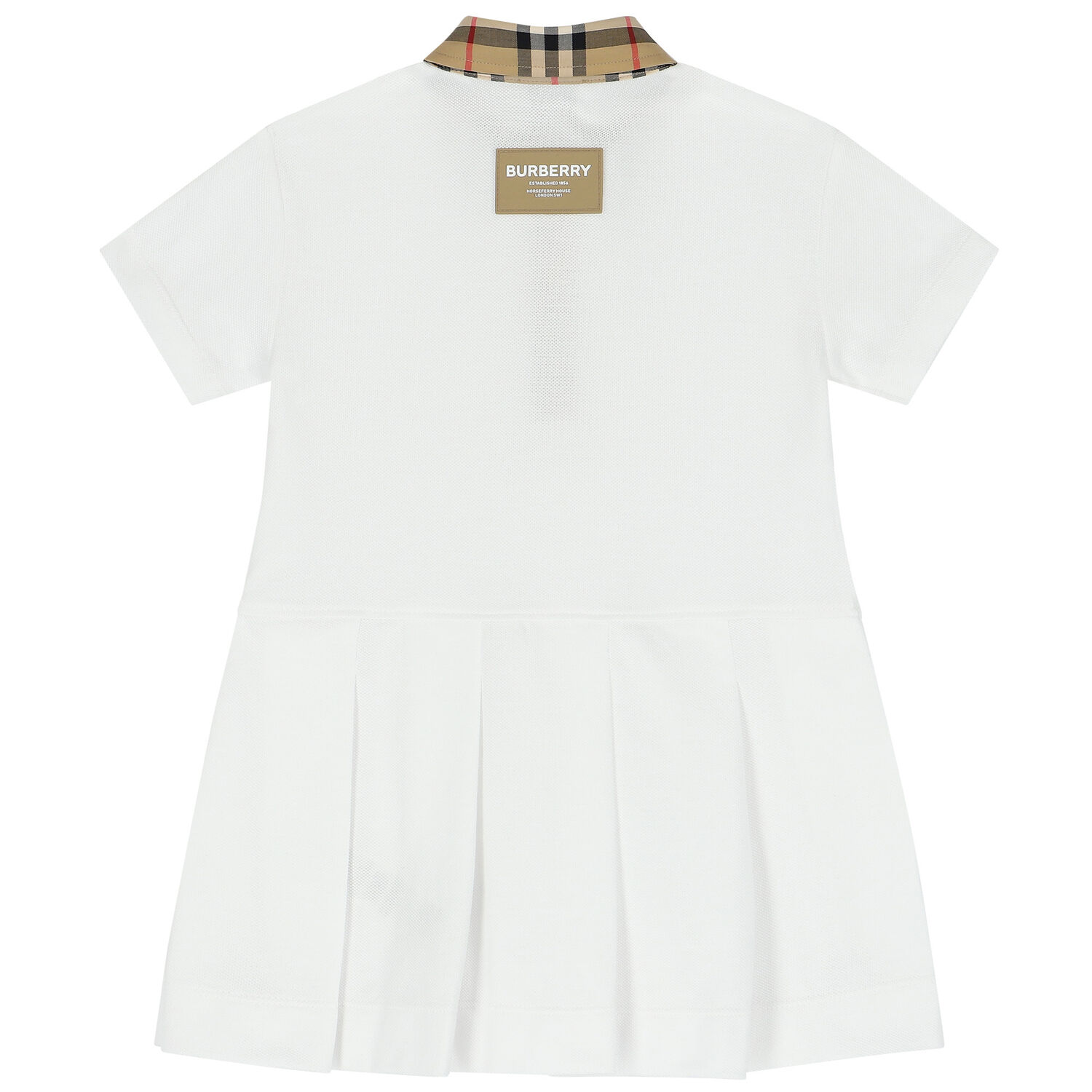 Baby Girls White Check Polo Dress, 1, hi-res
