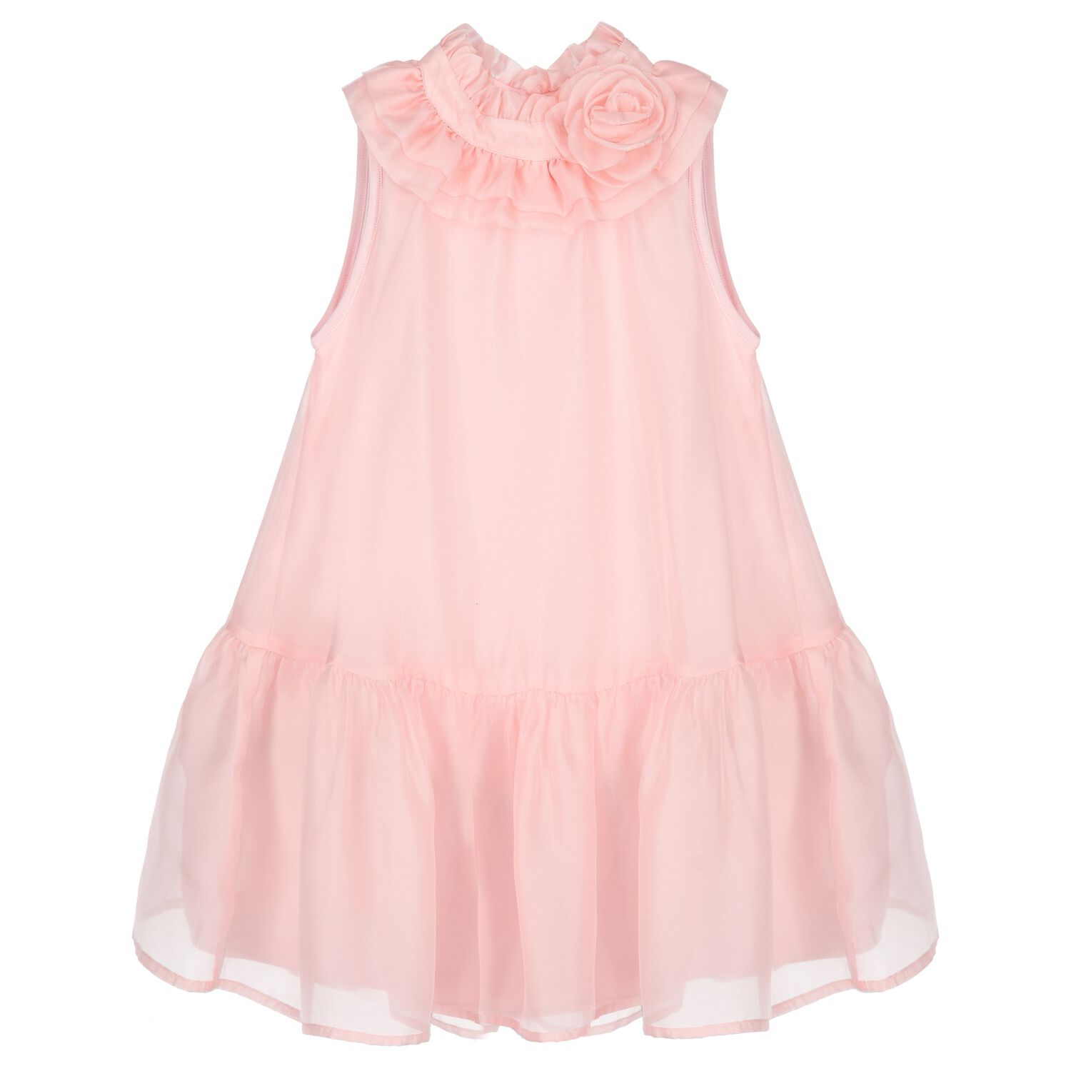 Girls Pink Organza Dress, 1, hi-res