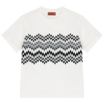 Girls White ZigZag T-Shirt