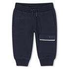 Younger Boys Navy Blue Logo Joggers, 1, hi-res