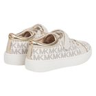 Girls Ivory & Gold Logo Trainers, 1, hi-res