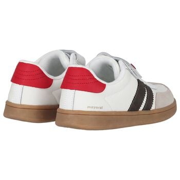 Boys Ivory & Red Trainers