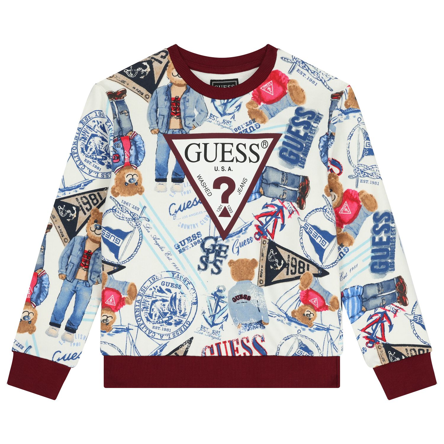 Boys White Logo Sweatshirt, 1, hi-res