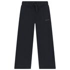Girls Navy Blue Logo Wide Leg Joggers, 1, hi-res