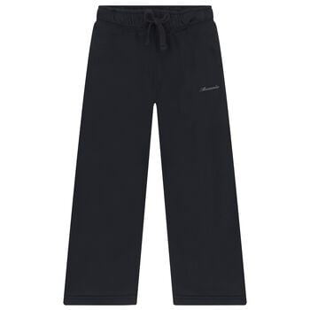 Girls Navy Blue Logo Wide Leg Joggers