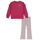 Younger Girls Pink Logo Trousers Set, 1, hi-res