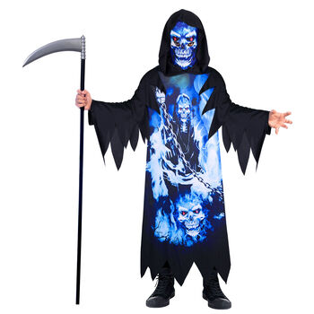 Boys Black Neon Halloween Reaper Costume