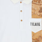 Boys White & Beige Logo Geo Map Polo Shirt, 1, hi-res