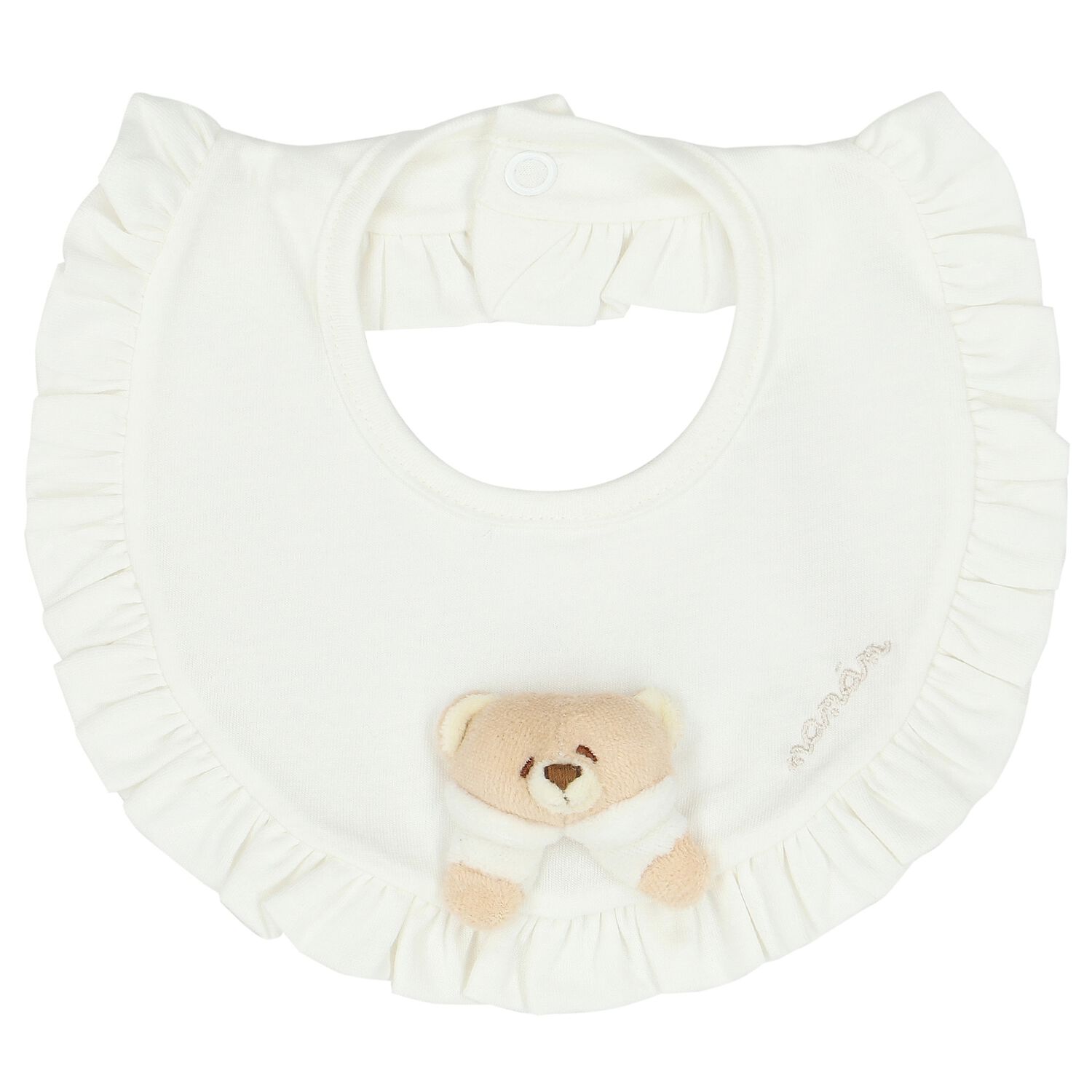 White Teddy Bear Baby Bib, 1, hi-res image number null