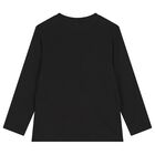 Boys Black Logo Long Sleeve Top, 2, hi-res