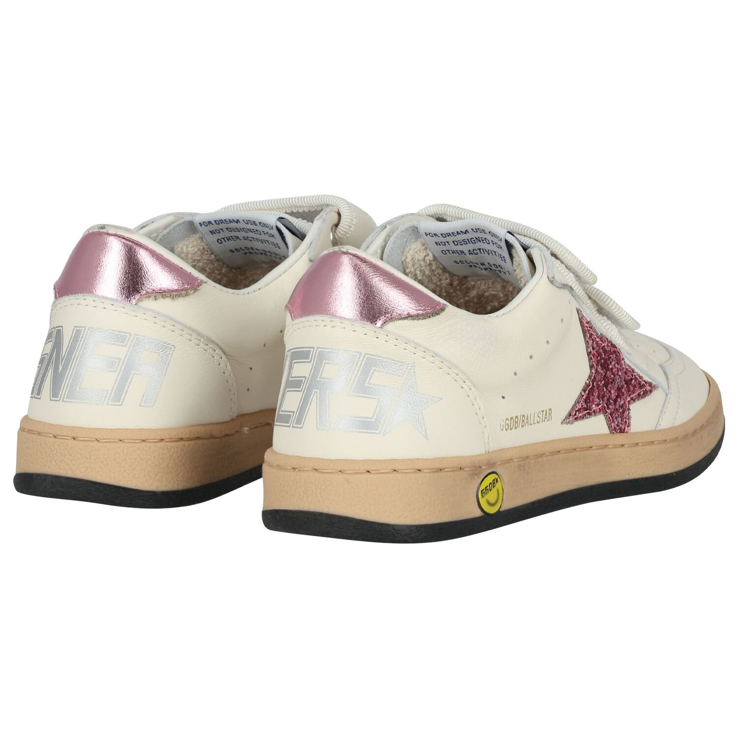 Girls Ivory & Pink Logo Trainers, 1, hi-res