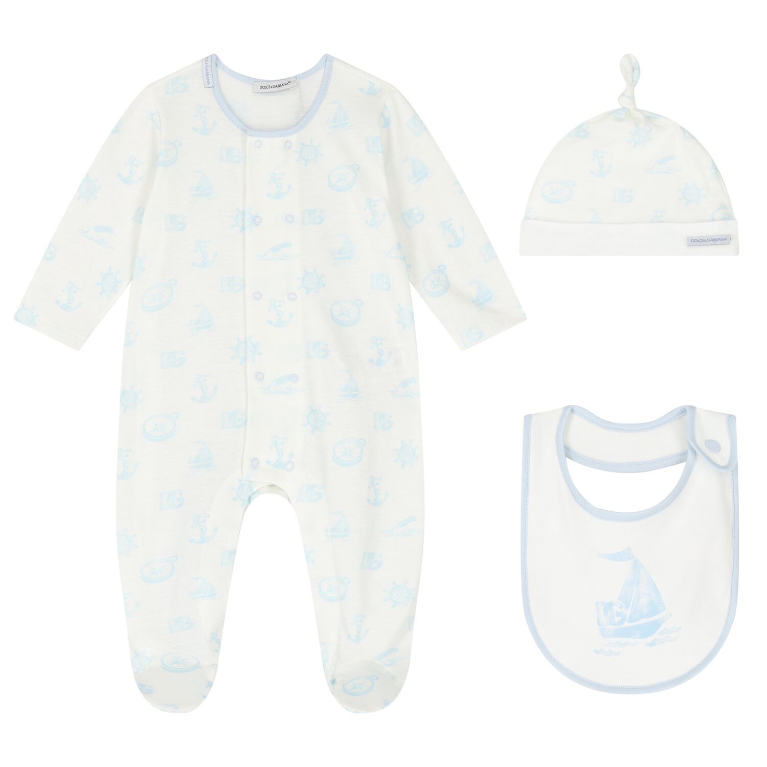 Baby Boys White & Blue Babygrow Gift Set, 1, hi-res