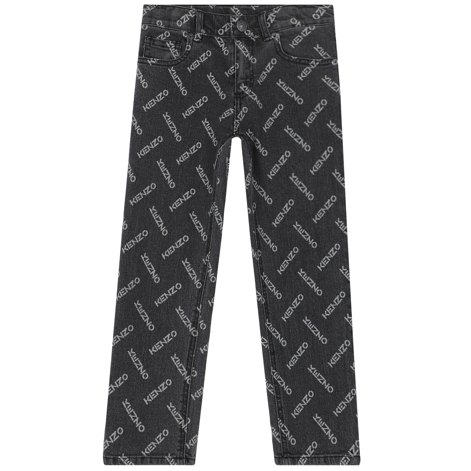 Girls Dark Grey Logo Denim Pants, 1, hi-res