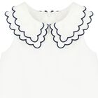 Girls White & Navy Blue Dress, 1, hi-res