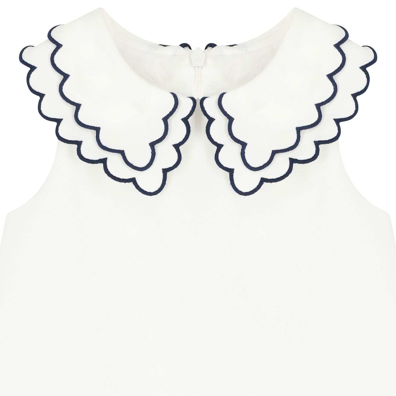 Girls White & Navy Blue Dress, 1, hi-res