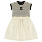 Girls Black & Gold Logo Dress, 2, hi-res