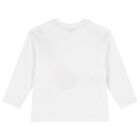 Girls White Logo Heart Bag Long Sleeve Top, 1, hi-res