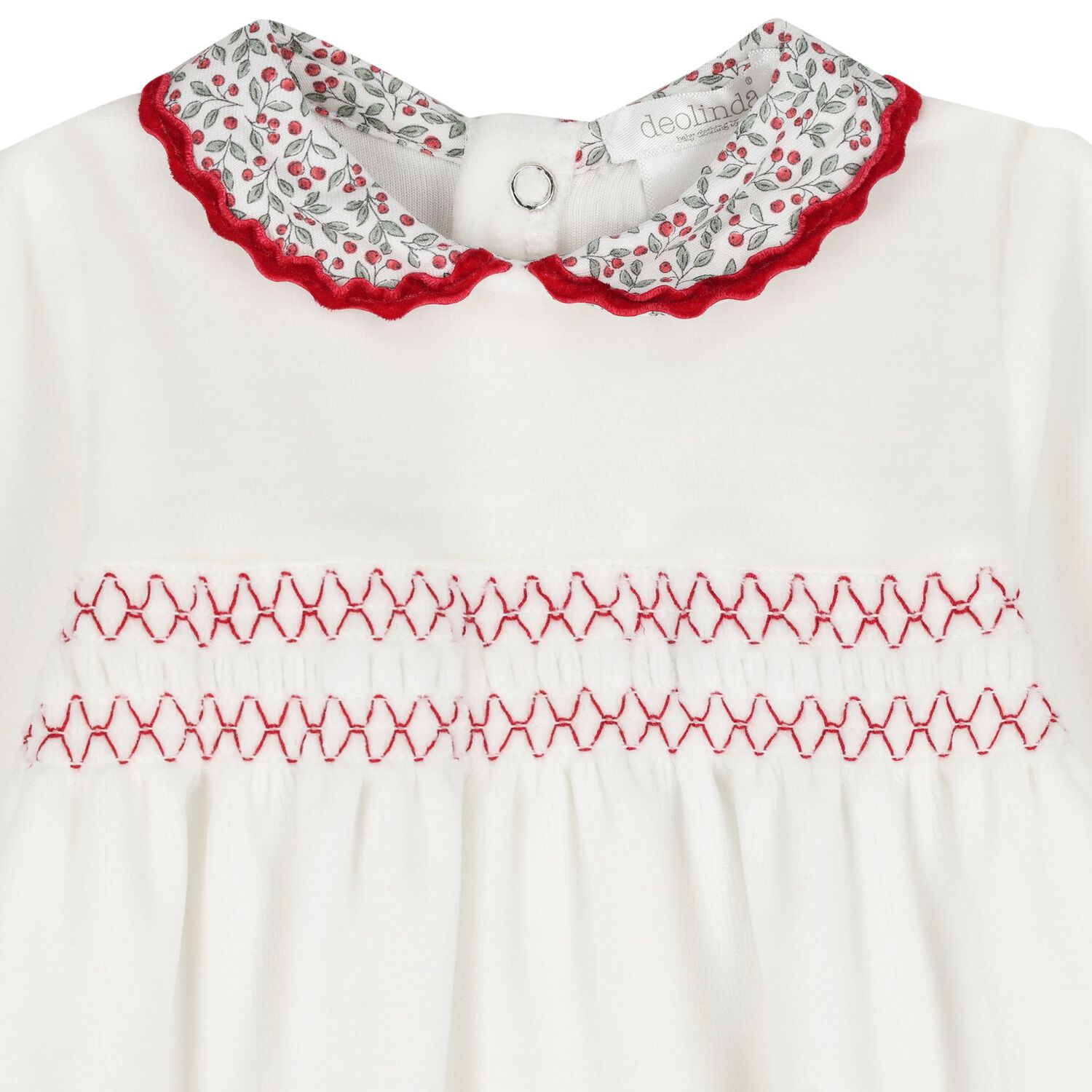 Baby Girls Ivory Smocked Babygrow, 1, hi-res